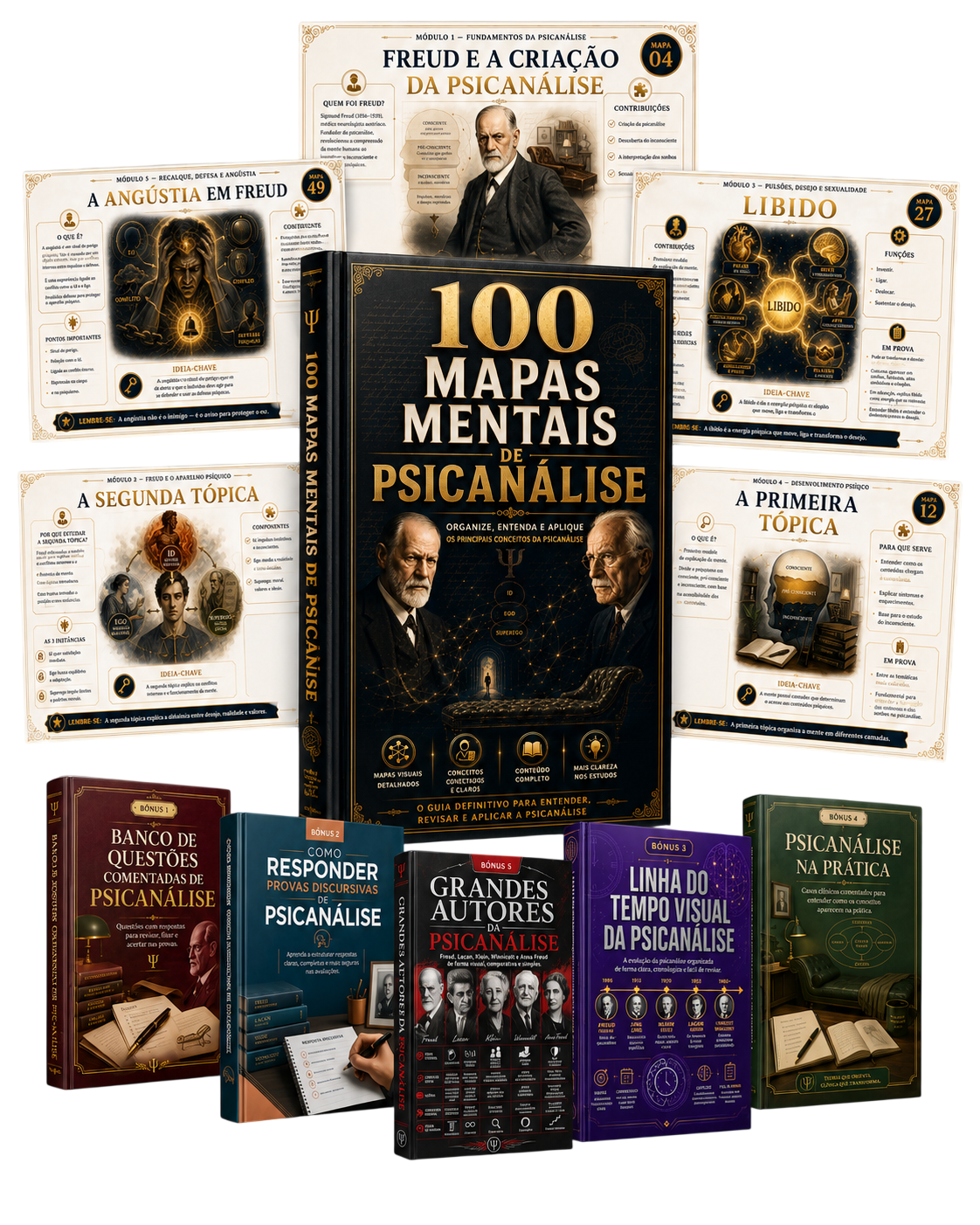 Capa do produto 100 Mapas Mentais de Psicanálise